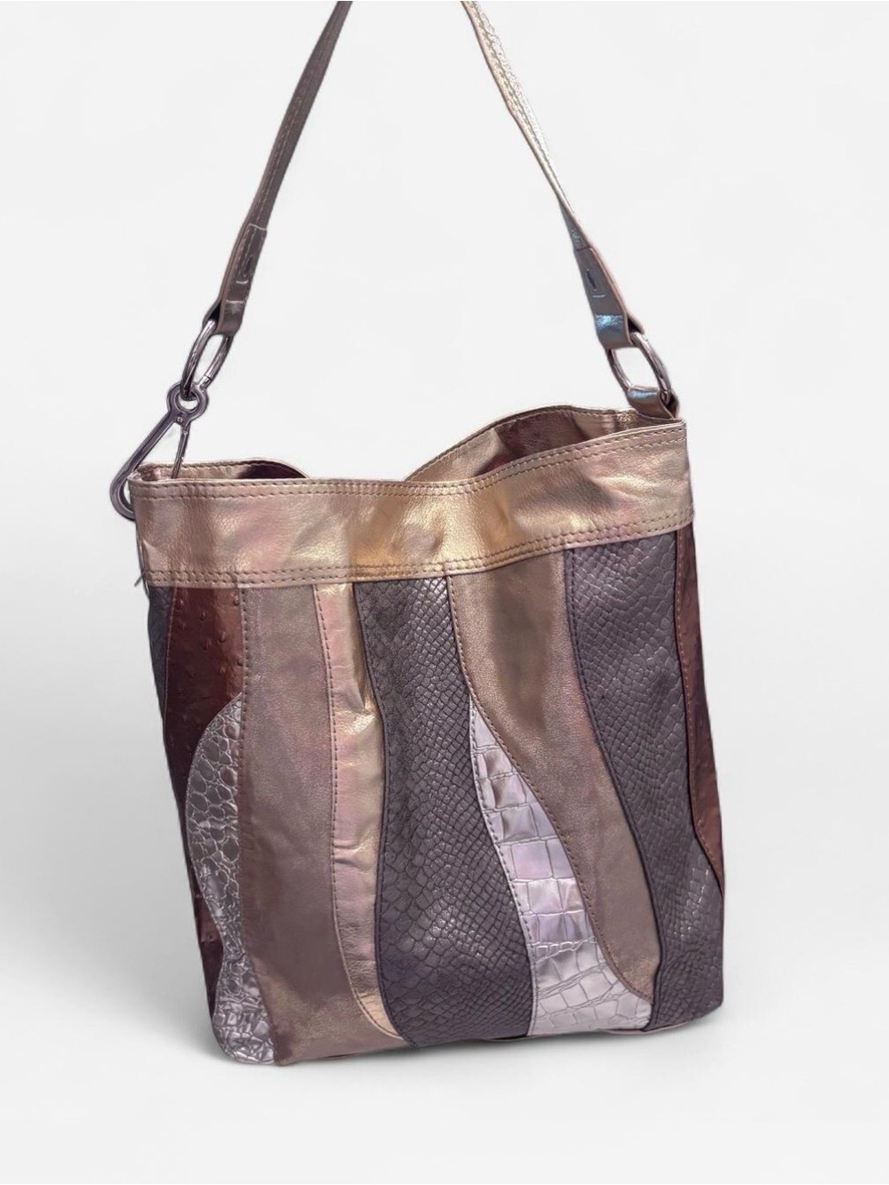 Carlos by Carlos Santana Metallic Multi-Tone Patchwork Shoulder Bag
